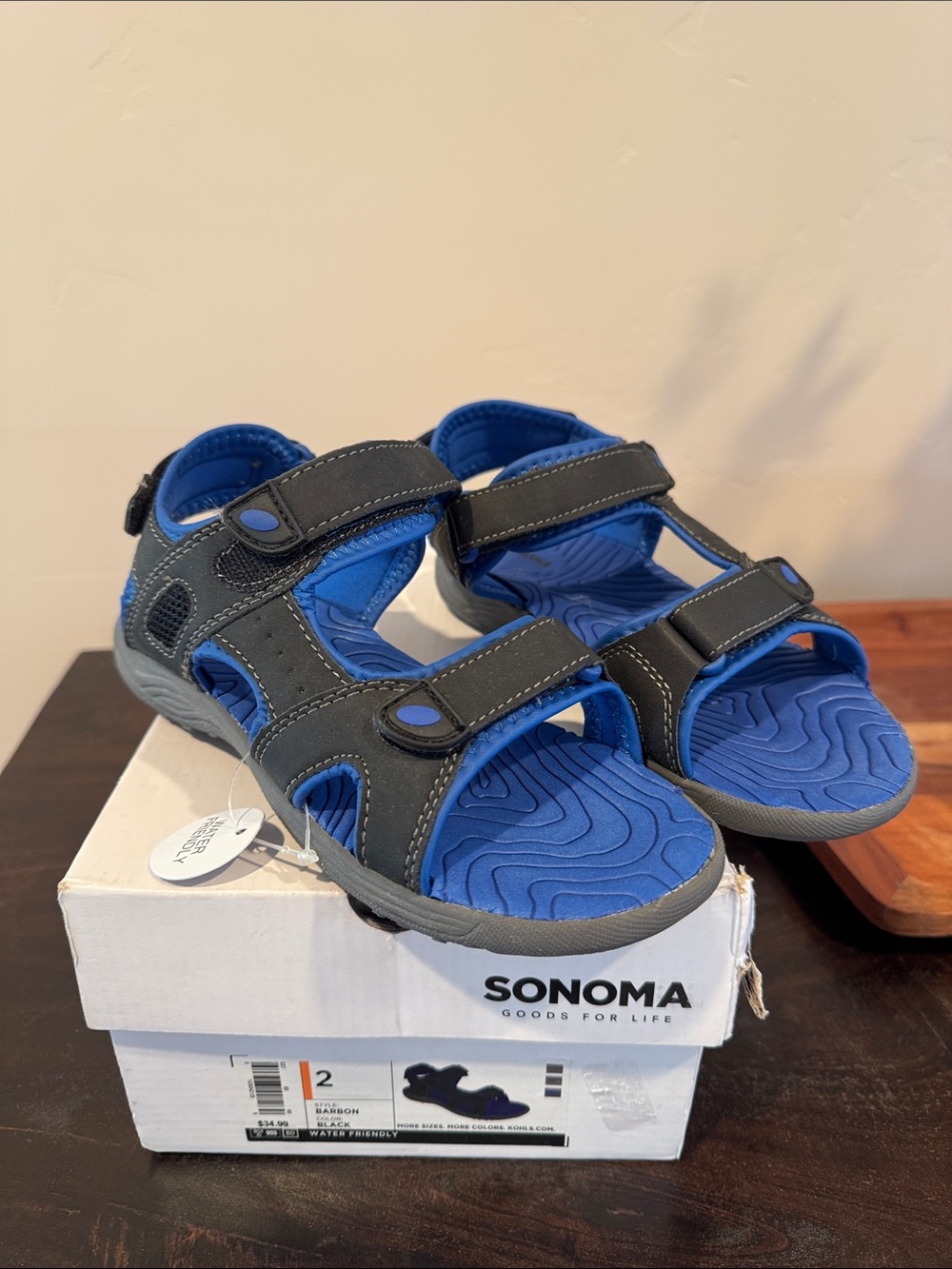 Sonoma Boys Blue and Gray Double-Strap Sport Sandals
